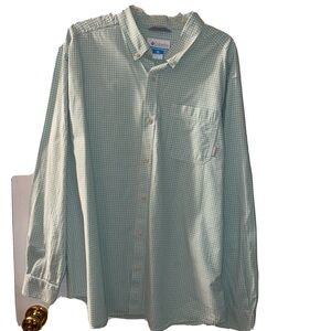 columbia Mens XL Shirt LS Button Down Cotton Green Check Single Pocket